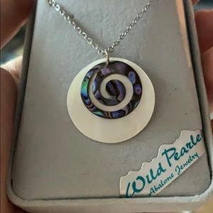 Wild Abalone Silver Swirl Necklace NWOT